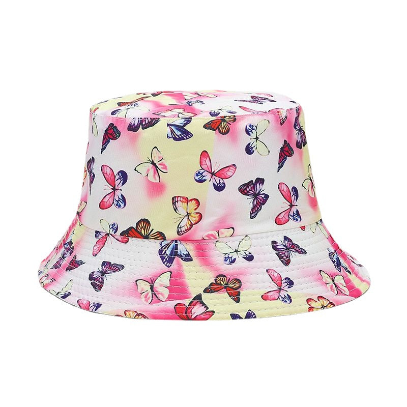 Sombrero de cubo de estampado de mariposa de tieño de poliéster de poliéster al por mayor